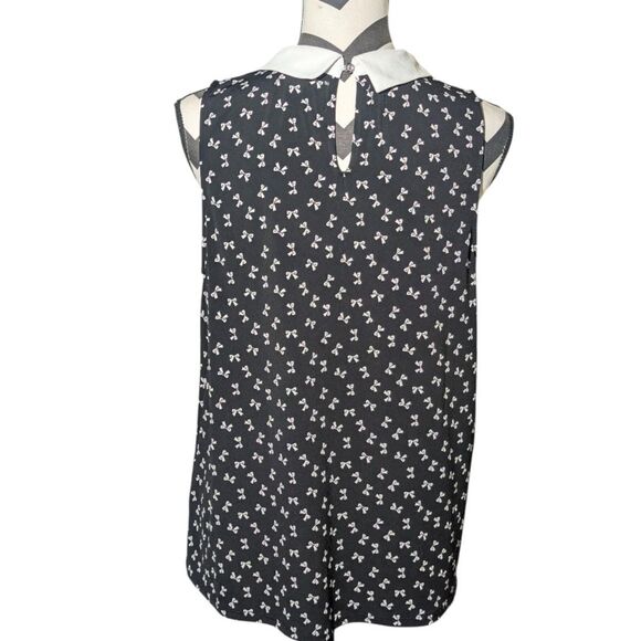 CeCe L Black White Bow Print Sleeveless Top - Picture 4 of 4
